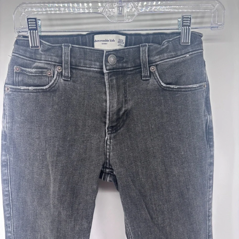 Abercrombie Kids Black Wash Skinny Jeans Adjustable Waistband Size 11/12 Regular
